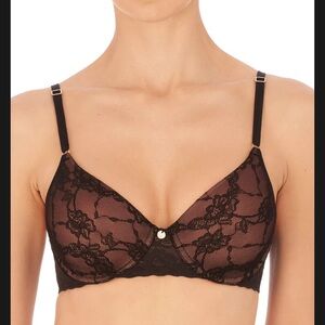 Natori 721303 Bliss Allure Lace Contour Underwire Bra Sz 34G Black $72